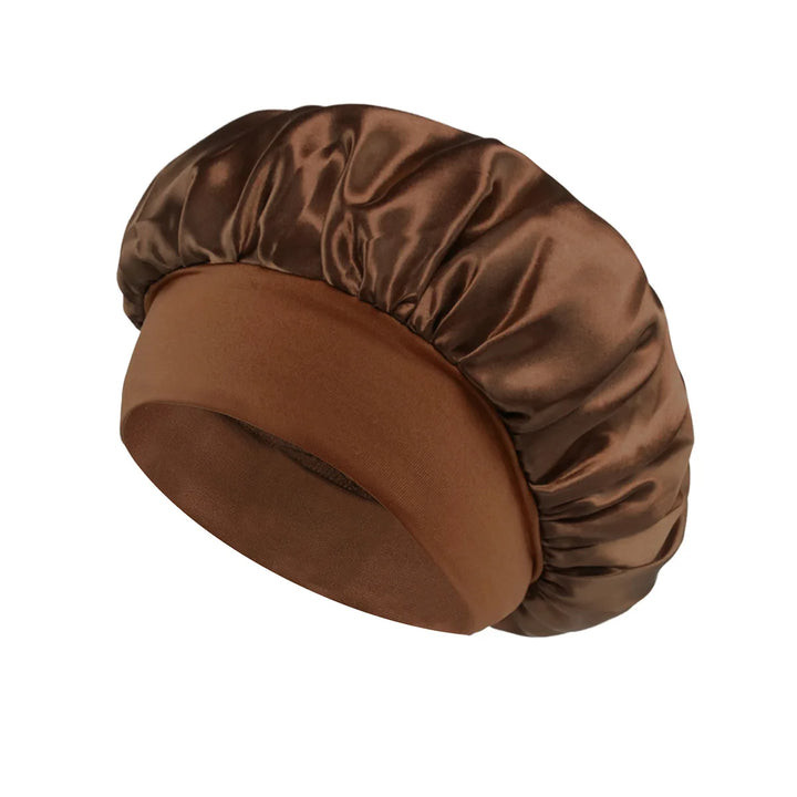 1 Pc Soft Silk Satin Lined Bonnet Large Satin Hair Bonnet Household Sleep Shower Cap Hair Wrap Cover for Long Hair Salon Tool