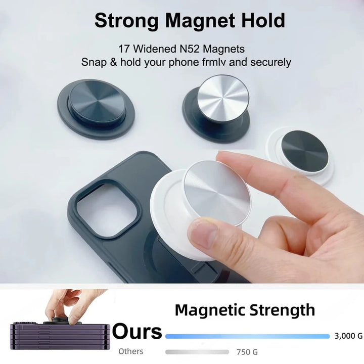 Magnetic Foldable Phone Grip Holder For Samsung Mount Socket Pocket For Magsafe iPhone 17 N52 Magnet Ring Finger Expanding Stand