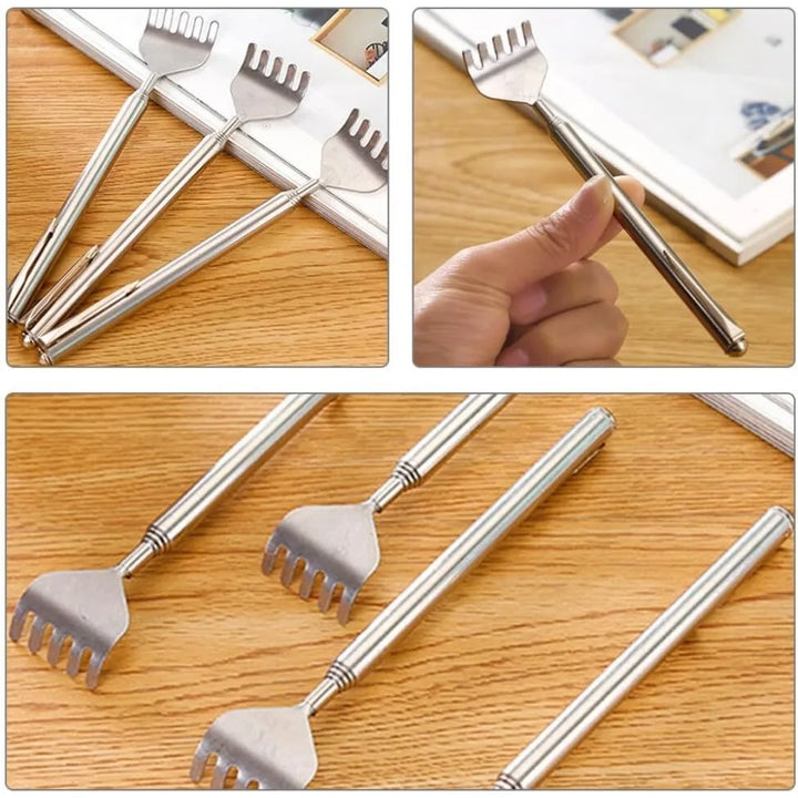 silvery Telescopic Back Scratcher, Portable Extendable Stainless Steel Scratchers for Men Women, Mothers Gifts,Gifts For Men,G
