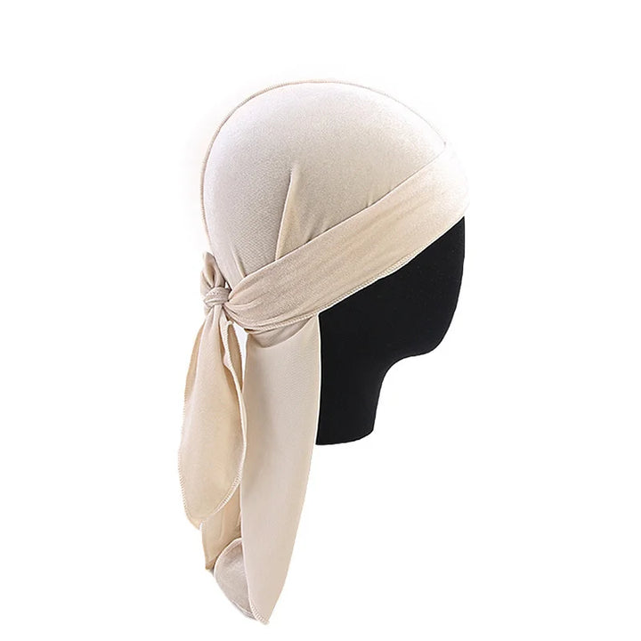New Unisex Velvet Durags Bandana Turban Hat Men Women Breathable Long Tail Pirate Hats Cap Hip Hop Headband