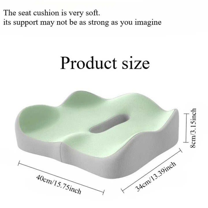 1 Pc Memory Foam Seat Cushion - 3D Ergonomic Support | Light Green & Grey, Washable Polyester, Car/Office Essentials