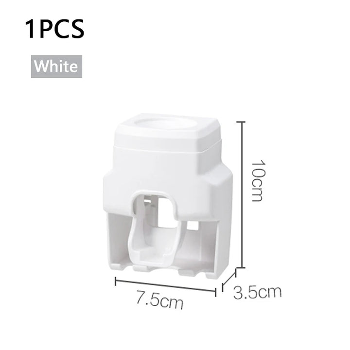 Conjunto de Dispensador de Creme Dental Automático Montado na Parede Extrusor Plástico Sem Perfuração Suporte para Escova de Dentes do Homem Preguiçoso Acessórios para Banheiro Gadget