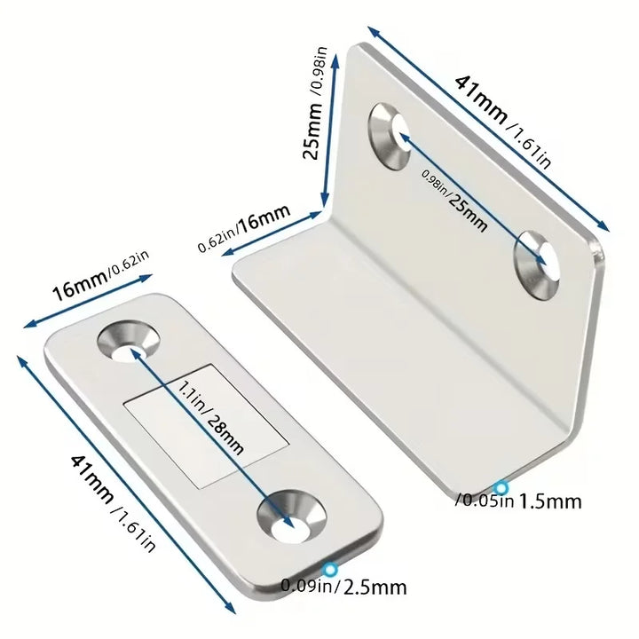 2PCS Alloy Magnetic Door Latches, Invisible Strong Hold & Drill-Free Installation for Cabinets, Wardrobes, Sliding Doors