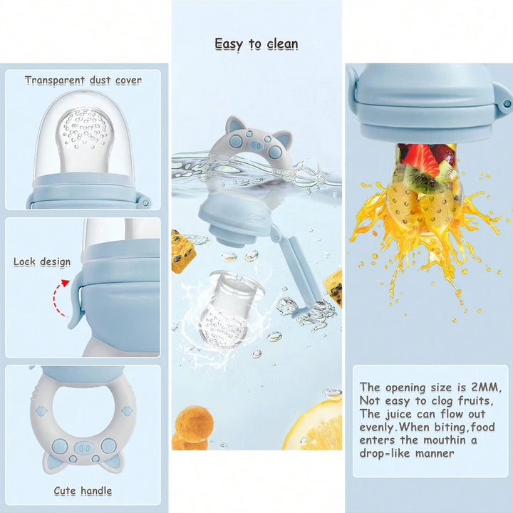TYRY.HU 4 Pcs/set Silicone Fruit & Vegetable Feeder for Infants and Toddlers 6-36 months Food Grade Teething & Feeding Pacifier