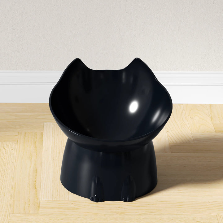 1 Pc WhiskerWare Elevated Cat Bowl, Anti-Tip Plastic Raised Pet Feeding Dish with Tilted Edge, Neck Protection Kitty Food