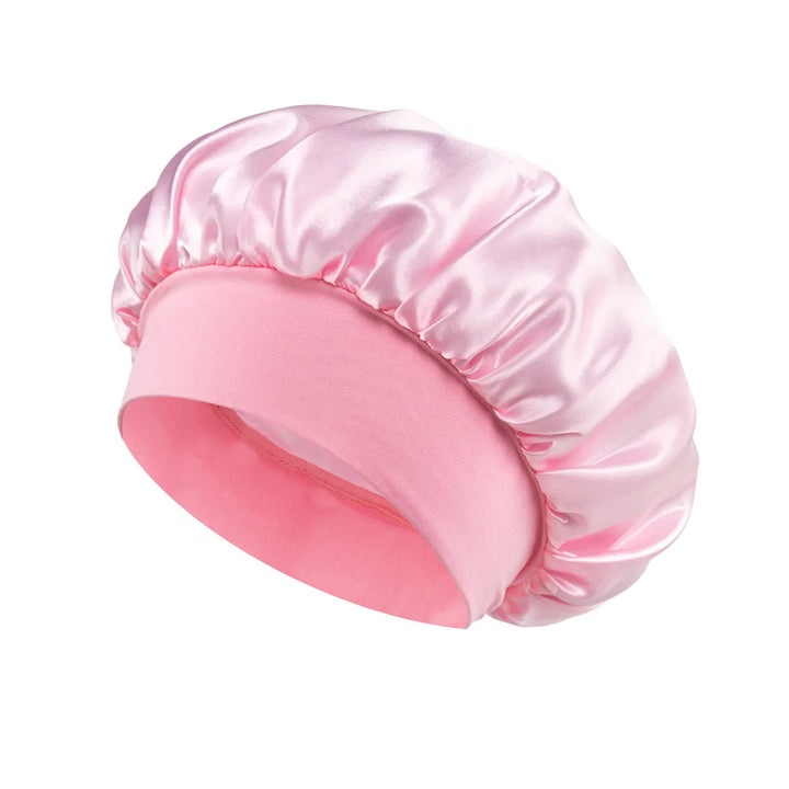 1 Pc Soft Silk Satin Lined Bonnet Large Satin Hair Bonnet Household Sleep Shower Cap Hair Wrap Cover for Long Hair Salon Tool