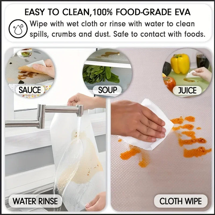 4 Pcs EVA Waterproof Refrigerator Liner Mat Washable Mildew Kitchen Pad Anti-Oil Cabinet Drawer Placemat Heat-Insulated Fridge Mat