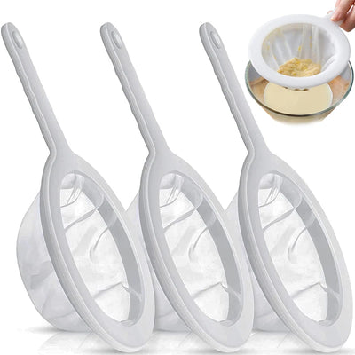 100/200/400 Mesh Washable Nylon Ultra Fine Filter Mesh Strainer Spoon Sieve Soy Milk Juice