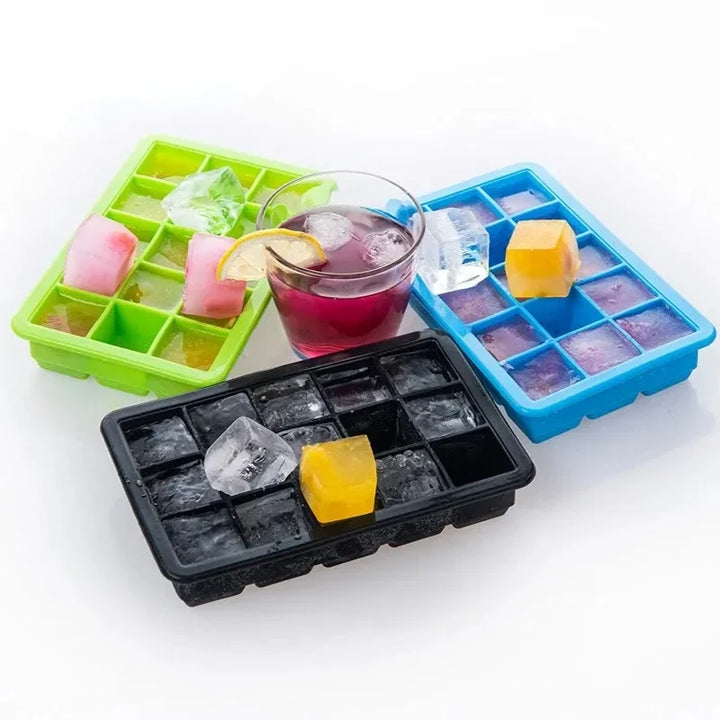 4/15 Grid Silicone Ice Cube Mold Big Square Ice Cube Tray Mold Ice Cube Maker Non-toxic Durable Bar Pub Wine Ice Blocks Maker