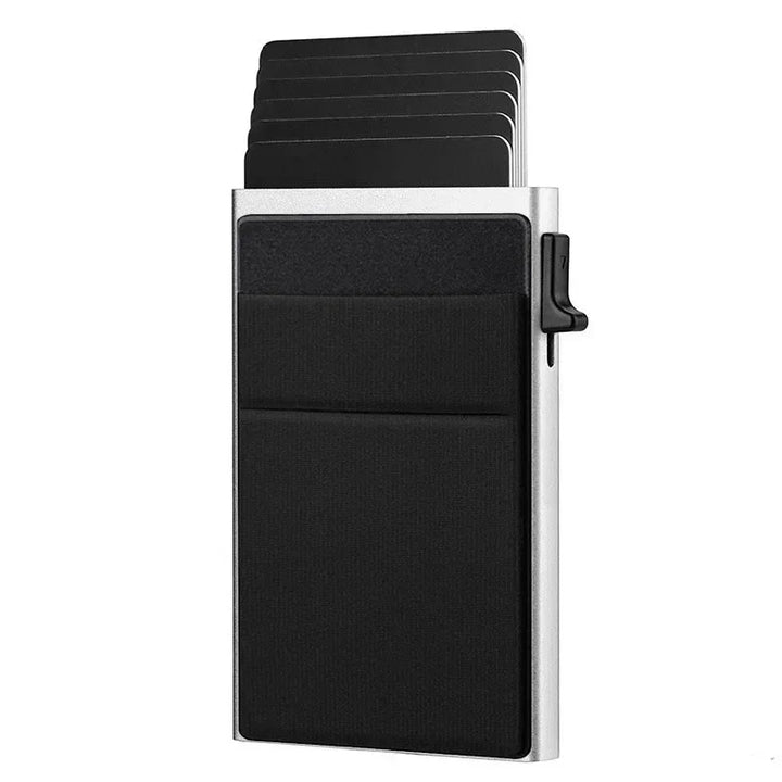 Rfid Anti Blocking Smart ID Bank Credit Card Holder Wallet Metal Thin Slim Men Women Pop Up Minimalist Metal Cardholder Case