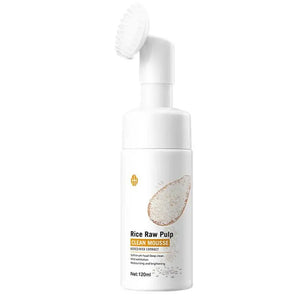 Nettoyant pour le visage à l'eau de riz, pâte brute de riz, nettoyant moussant pour le visage, apaisant, avec tête de brosse, nettoyant pour le visage transparent, 120ml