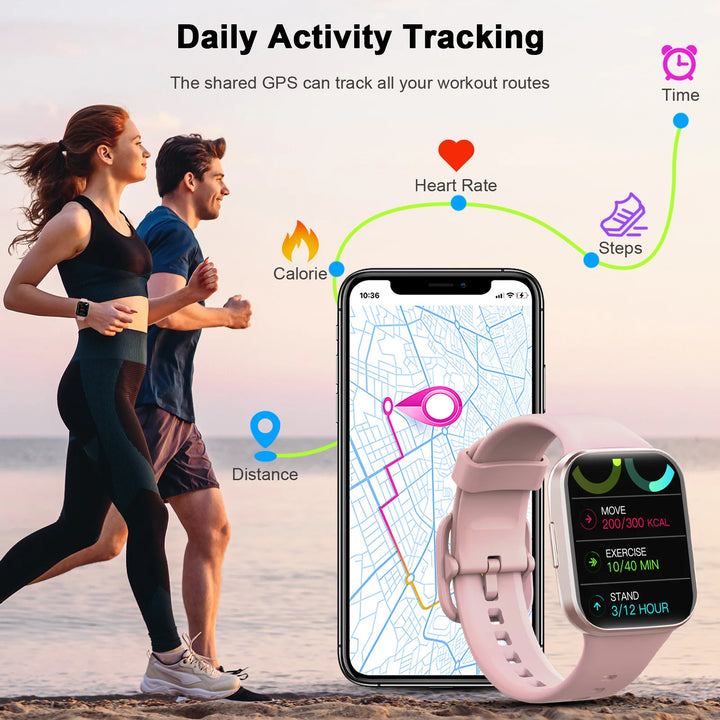 Orologio Smart, Orologio Fitness Tracker per Uomini e Donne, Smartwatch Touch da 1,69'' Orologio Fitness con Pedometro/Monitor del Sonno.