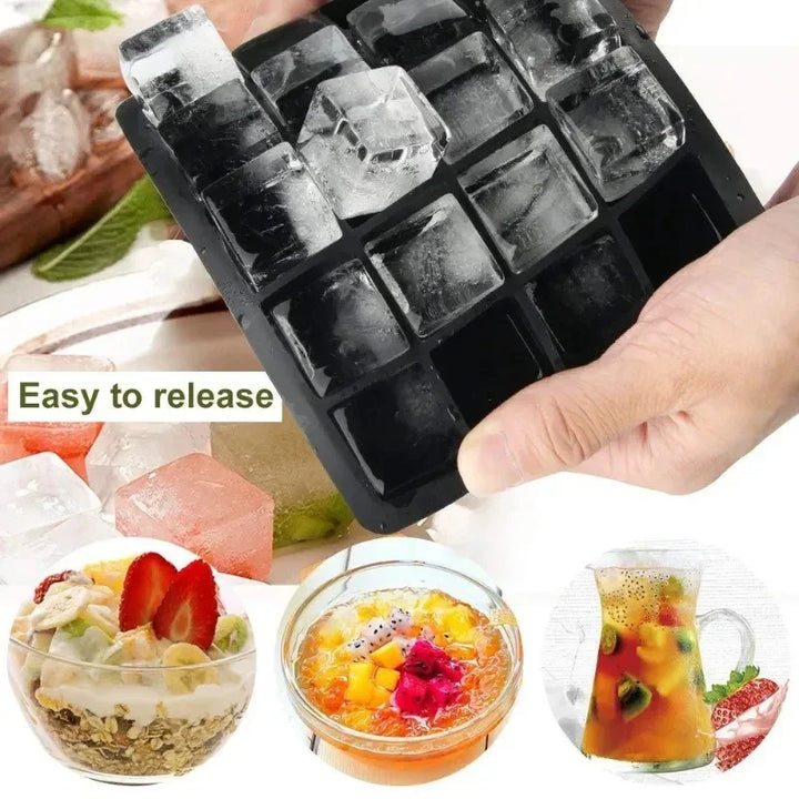 4/15 Grid Silicone Ice Cube Mold Big Square Ice Cube Tray Mold Ice Cube Maker Non-toxic Durable Bar Pub Wine Ice Blocks Maker