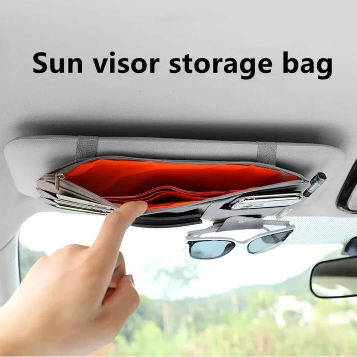 Multifunctional Business Car Leather Car Storage Bag Sunshade Cover Sunglasses Holder Document Storage Car Accessories Gadget