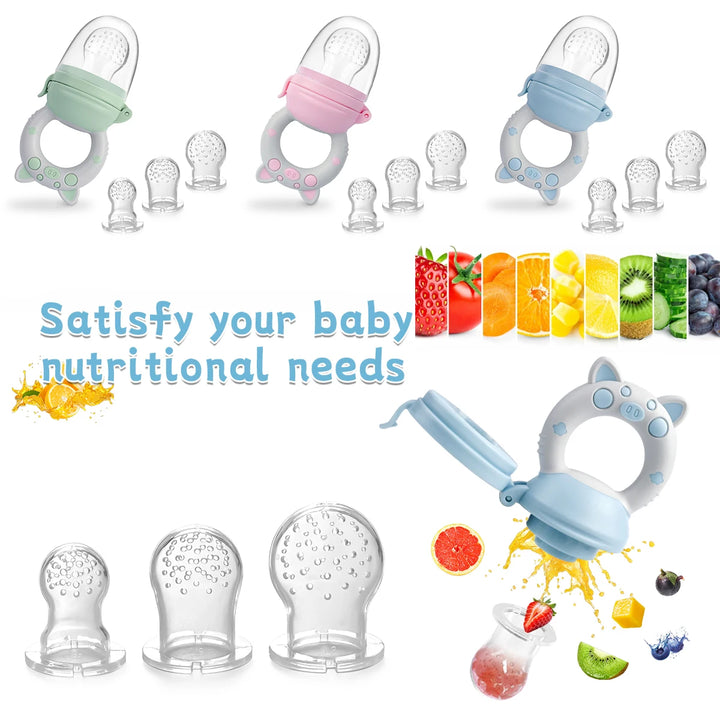 TYRY.HU 4 Pcs/set Silicone Fruit & Vegetable Feeder for Infants and Toddlers 6-36 months Food Grade Teething & Feeding Pacifier