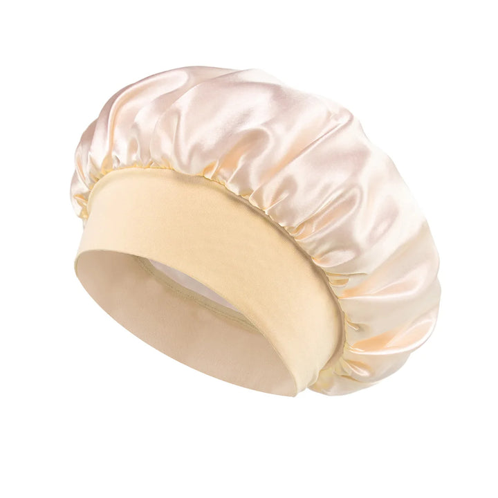 1 Pc Soft Silk Satin Lined Bonnet Large Satin Hair Bonnet Household Sleep Shower Cap Hair Wrap Cover for Long Hair Salon Tool