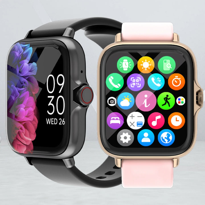 Reloj inteligente impermeable de 1.83'' con respuesta de mensajes, llamadas, monitoreo del sueño, podómetro deportivo y alertas de información para iPhone y Android.