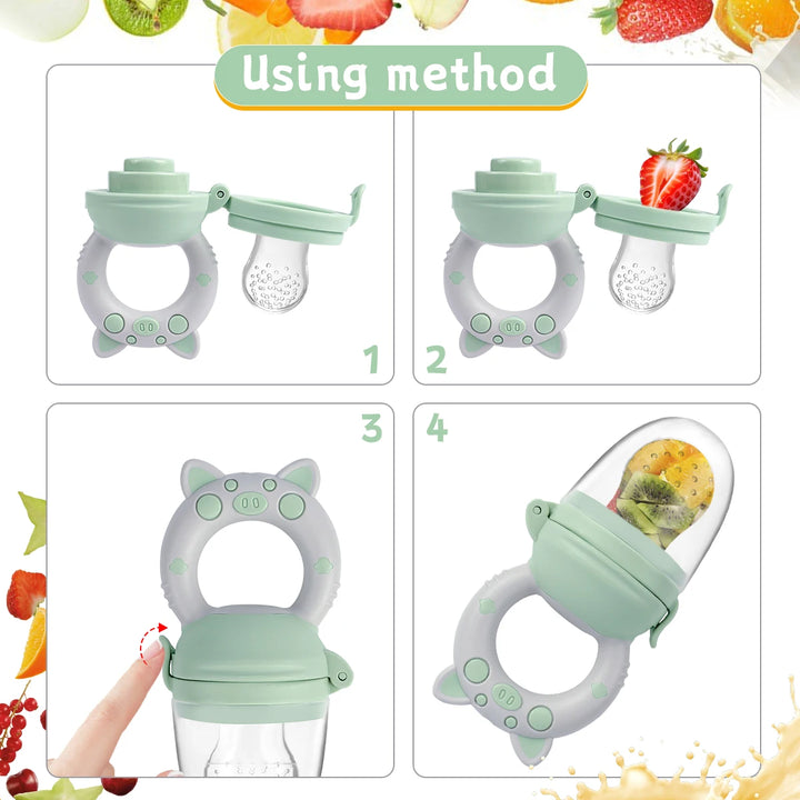 TYRY.HU 4 Pcs/set Silicone Fruit & Vegetable Feeder for Infants and Toddlers 6-36 months Food Grade Teething & Feeding Pacifier