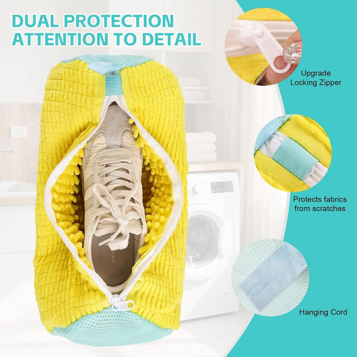 Durable Shoe Washing Machine Bag for All Shoe Types with Zipper for Sneakers and Casual Shoes Laundry  Reusable Shoe Wash Bag