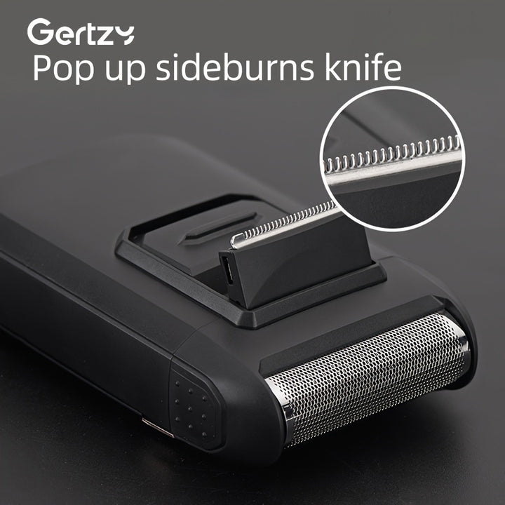 GERTZY Men's Electric Shaver - USB Rechargeable, Multifunctional Foil Razor with Brush for Home & Salon Use, Stainless Steel Blade, 30-45 Min Runtime