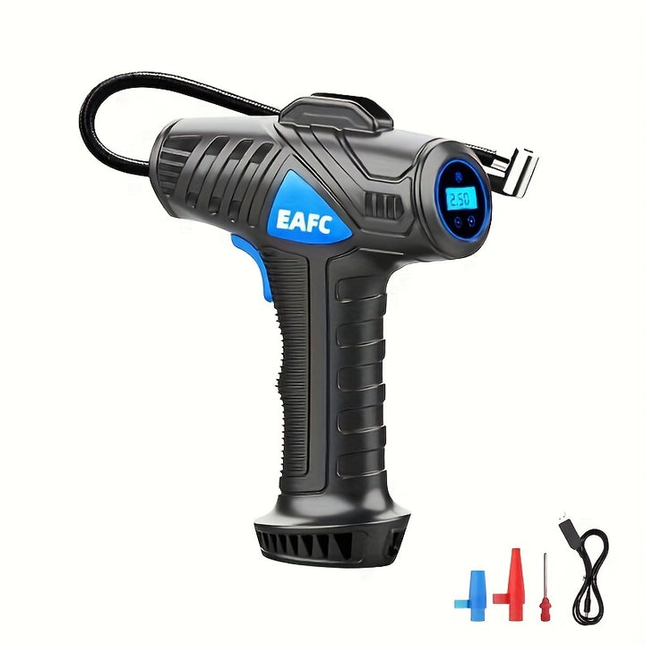 150PSI Cordless Portable Air Compressor: Car Tire Inflator Pump With Pressure Gauge & Light For Cars, Motorcycles & Bicycles