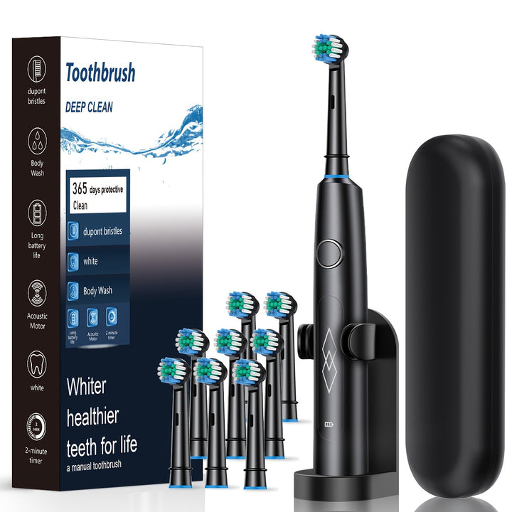 Sleek Black Sonic Electric Toothbrush for Adults - USB Rechargeable, Deep Clean with Soft Bristles, 600mAh Lithium Polymer Battery, Oral Care with 5 Modes, Includes 4 Ribbon-Tied Brushes + Gift Box