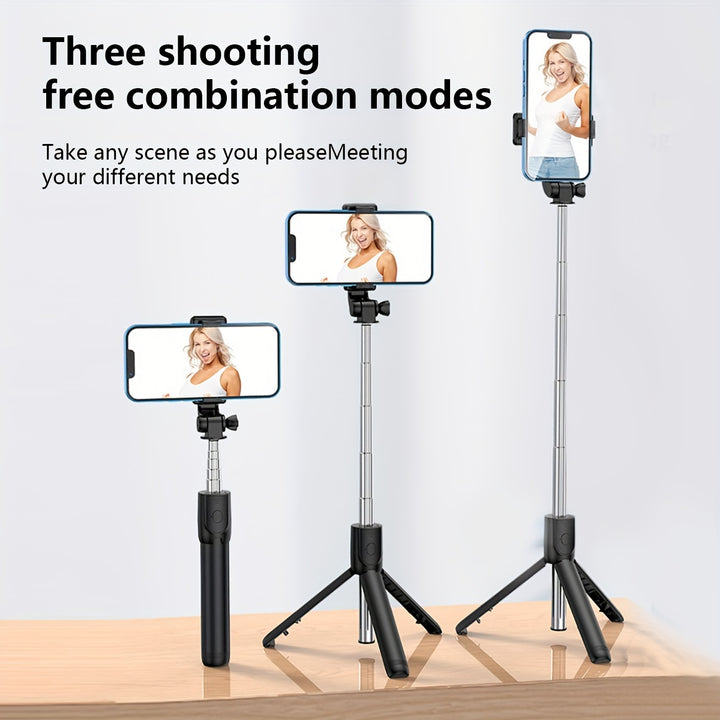 Mobile selfie stick, portable mini universal mobile phone holder, handheld anti shake stable, dedicated vlog tool for live streaming shooting, 360 degree rotating wireless photography tripod