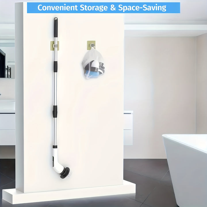 2025 9in 1 Electric Spin Scrubber | Dual Adjustable Speeds | Cordless | Adjustable & Detachable Handle | 9 Replaceable Brush Heads | Up to 420RPM | for Floor, Bathroom, Tub, Tile