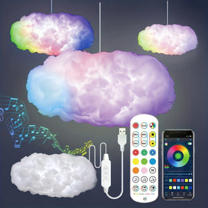 1-Pack 3D Big Cloud Light Kit - Disco Ball Lamps with Music Sync, RGB Multicolor Changing Strip Lights, DIY Decorations for Gaming Room, Home, Bedroom, Party Decor with Color-Changing Effects