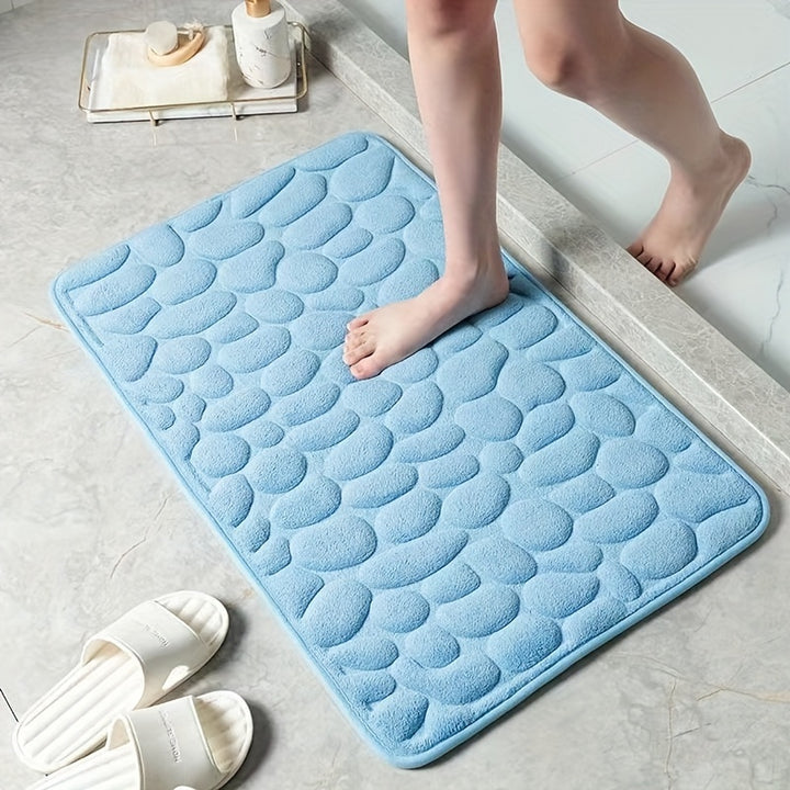 Coral Fleece Bath Rug, Non-Slip PVC Backing, Machine Washable, Low Pile, Flat Woven, Oblong Shape, 450gsm - Soft Comfort Bathroom Mat with Excellent Absorbency