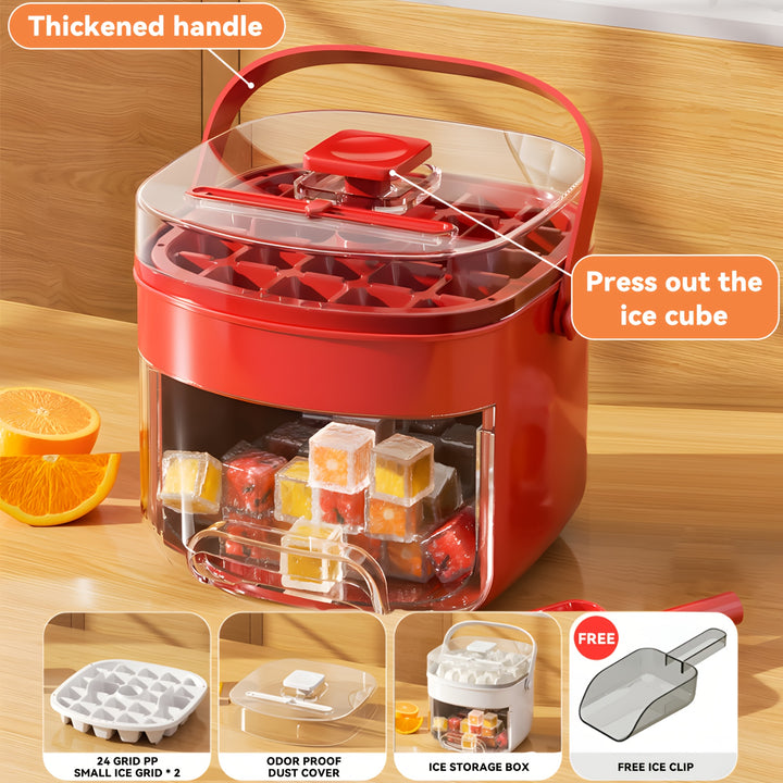 48 Extra-Large Ice Maker - Double Layer, Food Grade Plastic Storage Tray - Portable Design For Beverages, Tea & Coffee, Essential Kitchen Gadget.