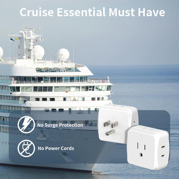 [5 Outlets Splitter Mini Extender] 1pc Mini Multi-Plug Wall Outlet Extender, 5 Outlets Splitter, Three-Way Plug Extender Multiple Outlet Adapter, Travel Essentials Power Outlet, Suitable For Home Office Cruise, White