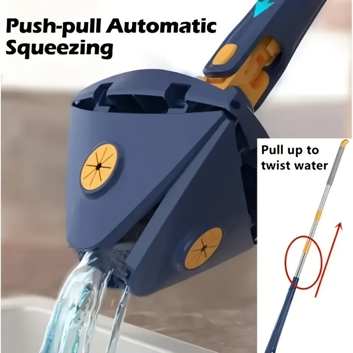 [360° Rotating Cleaning Mop] 1Set Triangle 360° Rotating Cleaning Mop - Hands-Free, Dual-Use, Stainless Steel/Plastic - Ideal for Kitchen, Bathroom, Living Room