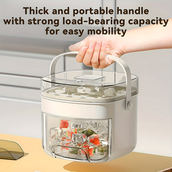 48 Extra-Large Ice Maker - Double Layer, Food Grade Plastic Storage Tray - Portable Design For Beverages, Tea & Coffee, Essential Kitchen Gadget.
