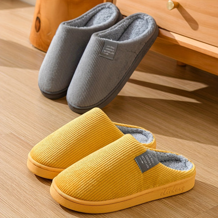 Cozy Plush-Lined Winter Slippers for Couples - Non-Slip, Thick Sole Indoor Shoes with Soft Fabric Lining