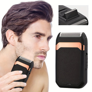 Rasoir électrique rechargeable USB pour homme – Tondeuse à barbe sans fil et lavable avec design pop-up, cadeau idéal pour papa et mari