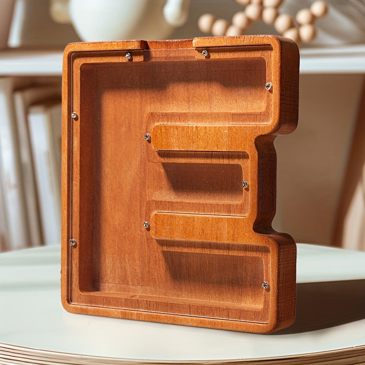 Wooden Lettered Piggy Bank, Personalized Lettered Bank, Wooden Bank 26 English Alphabet Bank, Home Decoration Children's Gifts Halloween、Christmas Gift、Thanksgiving Day easter gift