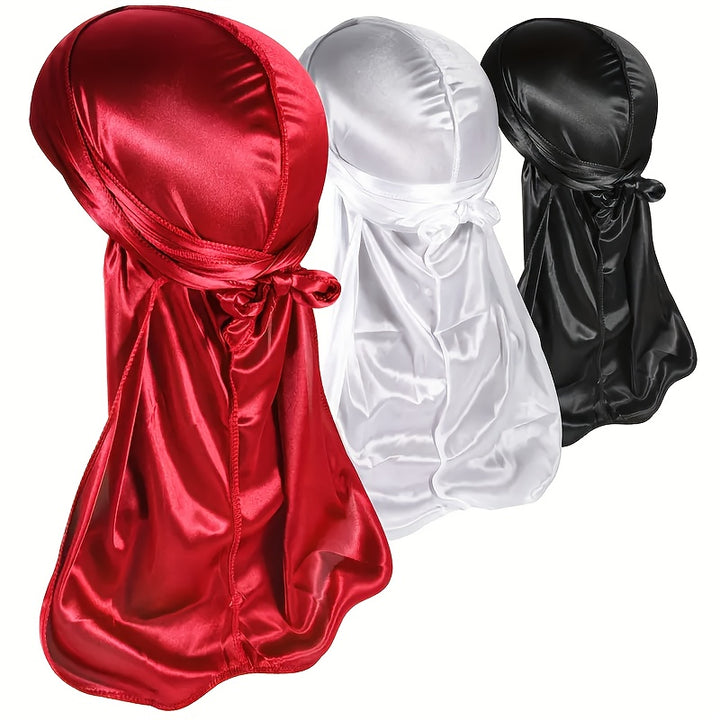 ZTZI 1/2/3/10 Pack Men'S Durag Shower Cap Bandana, 100% Polyester Long Tail Waves Cap, Unscented, Bathroom Accessories