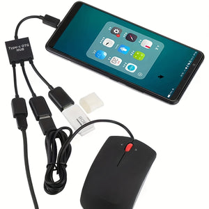 Câble de transfert de données adaptateur OTG multifonction connexion téléphone mobile tablette Android Type-C clavier souris bureau U Disk HUB