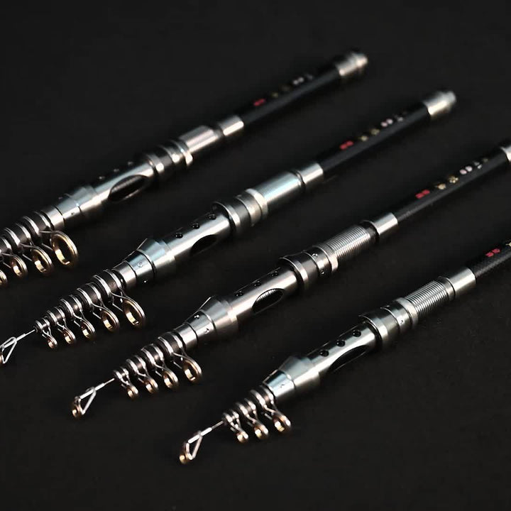Ultra-Compact Carbon Fiber Telescopic Fishing Rod - Portable, Adjustable 1.5m to 2.4m Lengths for Saltwater Casting