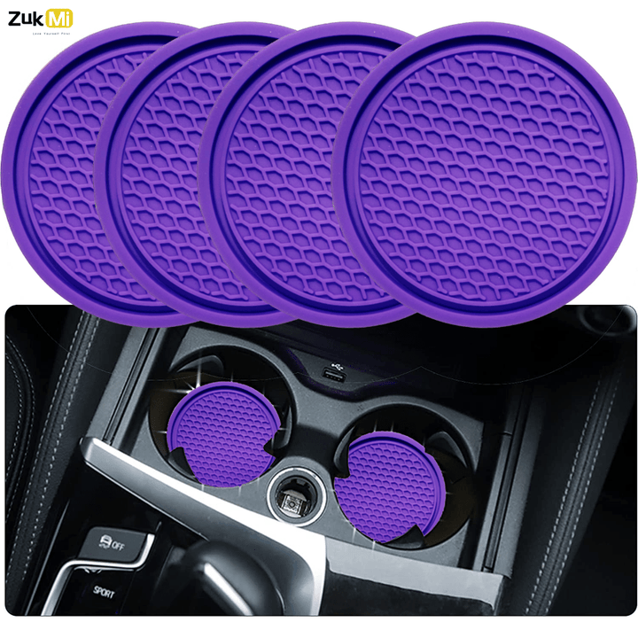 ZukMi Car Cup Coaster, Auto Car Cup Holder Insert Coasters Silicone Anti-Slip Drink Car Cup Mat, Universal Vehicle Interior Accessories 4pcs