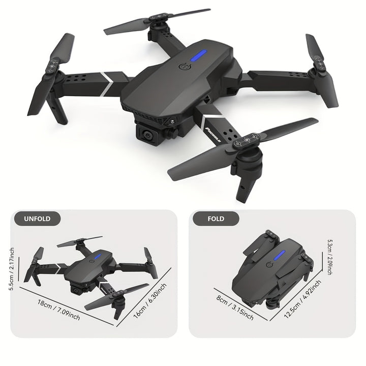 FACEGLE E88 Dual Camera Drone, Foldable Quadcopter with Wi-Fi, 480p Video Capture, 36V Battery, 5-Min Flight Time, 50m Max Altitude, 4m/s Max Speed, 30m Control Range, Ideal for Beginners, Perfect Gift for Christmas, Hallowee