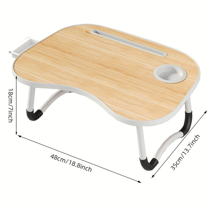 Portable Laptop Bed Table With Cup Holder, Multifunctional Tray Holder With Tablet Card Slot