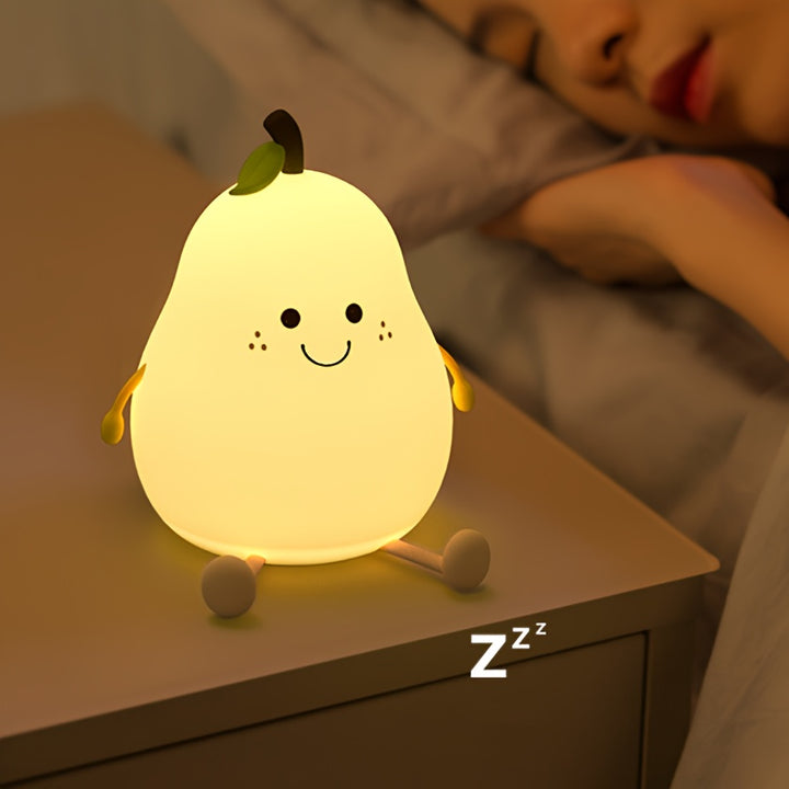 Charming Pear-Shaped LED Night Light with Touch Control - USB Rechargeable, Adjustable Brightness, Multiple Colors - Perfect for Bedroom Ambiance