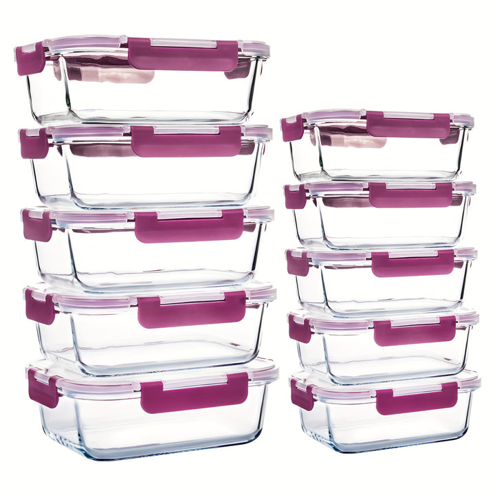 2/10pcs Glass Meal Prep Containers Set, Food Storage Containers with Airtight Lids, Glass Lunch Boxes for Home Kitchen Office Lunch