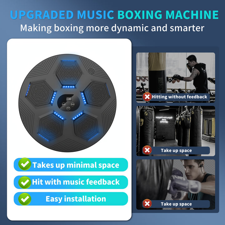 [Smart Boxing] Musical boxing machine with gloves | high quality electronic boxing training target | easy to install | gift | agility training equipment