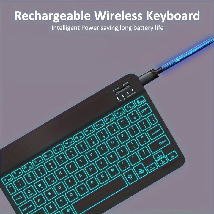 Ultra-Slim RGB Wireless Keyboard & Mouse Set - Portable, Rechargeable Wireless Combo for iPad, for iPhone, for SamSung Tablets, for Android Smartphones & Windows Devices