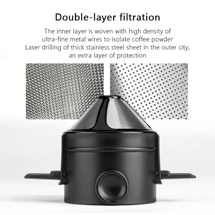 1pc Portable Pour Over Coffee Dripper, Reusable Stainless Steel Infuser with Folding Design, Plastic Material, Black, Manual Coffee Maker | Portable Infuser | Stainless Steel Dripper