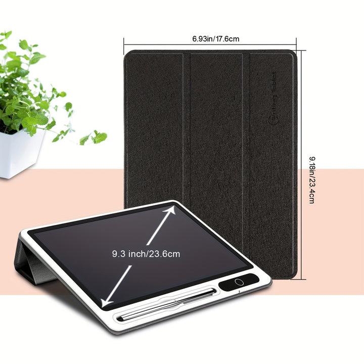 23.62cm LCD Writing Tablet With Leather Protective Case, Drawing Board Digital Handwriting Pad Doodle Board, Gifts For Students/Adults And Christmas, Writing Supplies For Family School Or Office Supplies