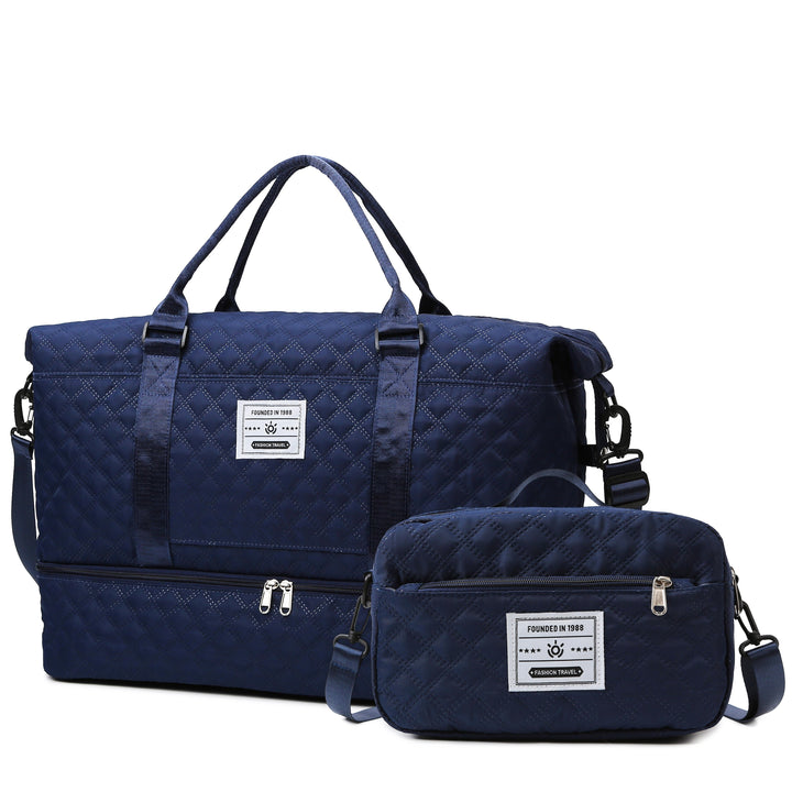 Large Capacity Water-Resistant Travel Duffle Bag - Fashionable Polyester Gym Yoga Tote with Adjustable Strap, Zipper Closure, Polyester Lining - Hand Washable